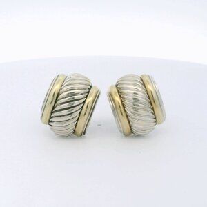 David Yurman Two Tone 925/14k Cable Hoop Earrings